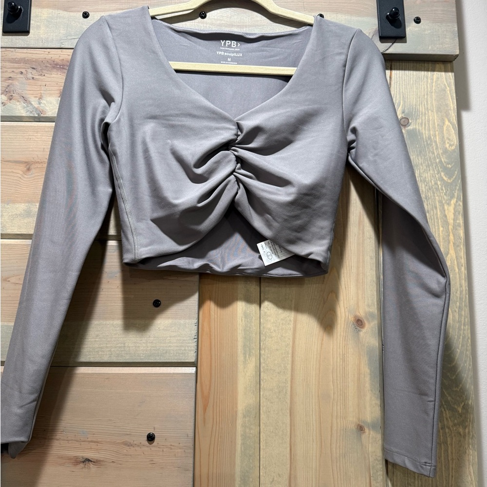 Abercrombie & Fitch Gray Ruched Crop Top